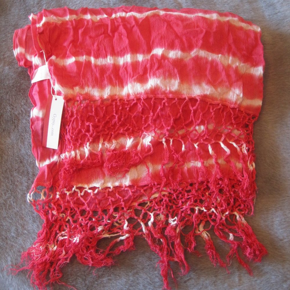 GYPSY 05 PINK TIE DYE WRAP SCARF WITH FRINGE NWT